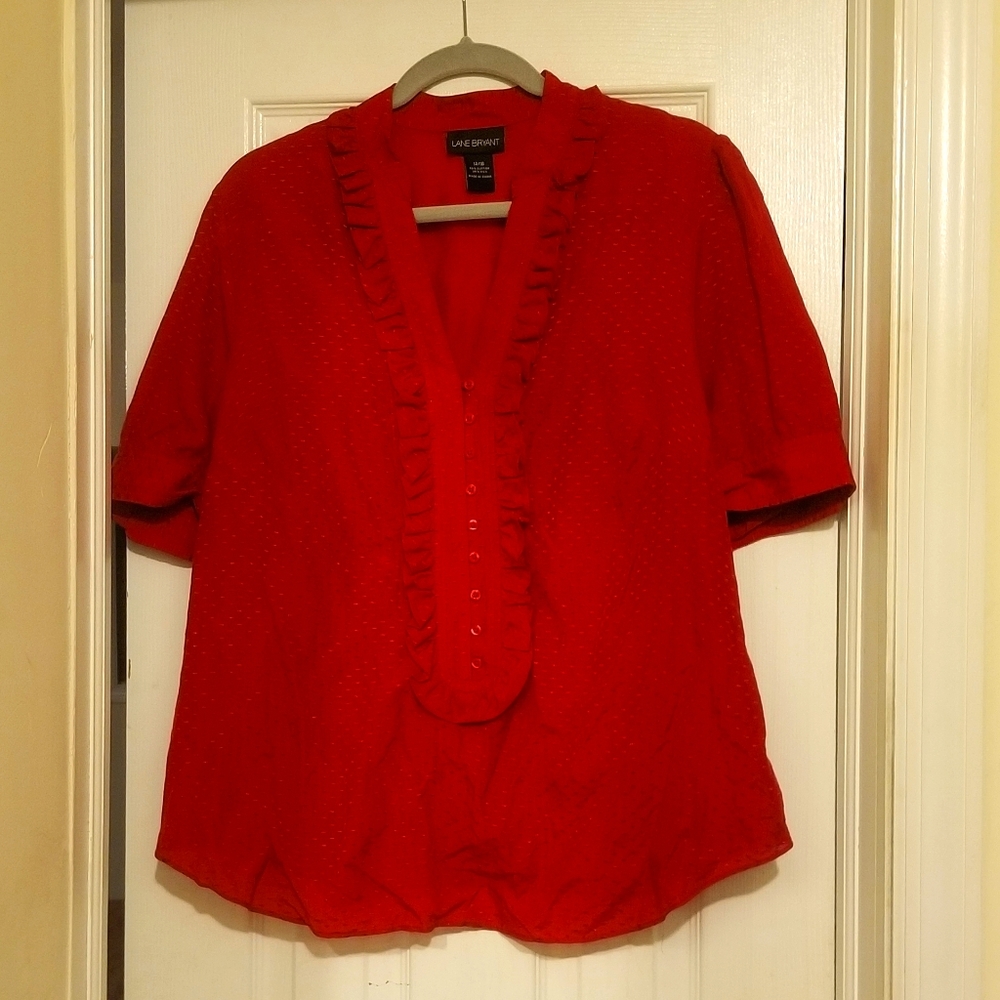 LANE BRYANT  Red thin Ruffled Blouse